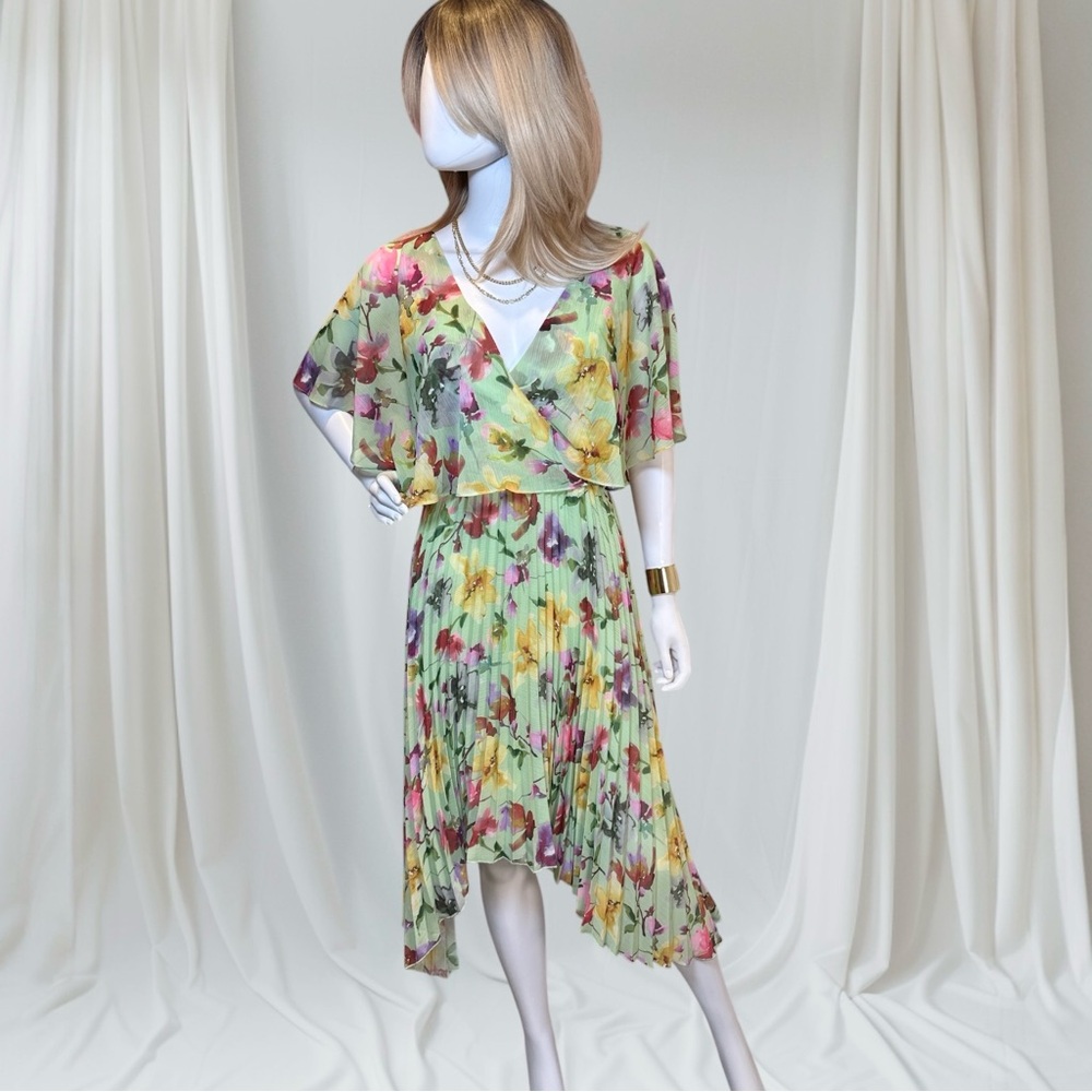 Kensie Asymmetrical Chiffon Pleated Sundress